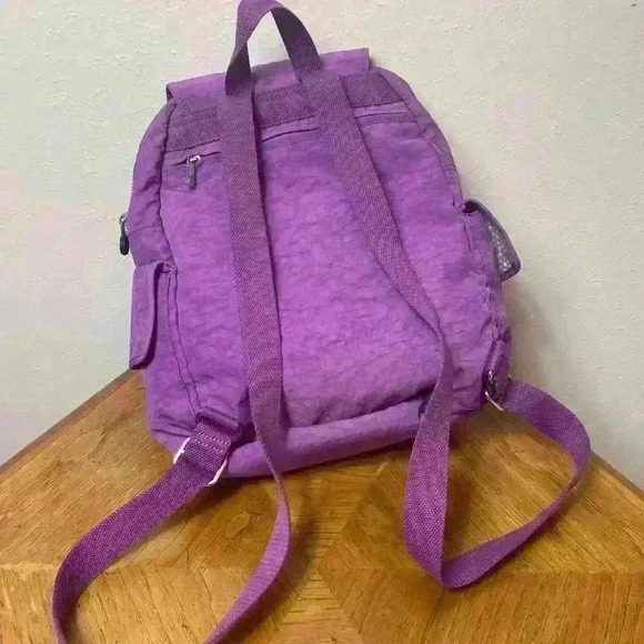 Kipling Small Medium Laptop Backpack Purple Drawstring Monkey Zip Magnetic - Picture 4 of 13